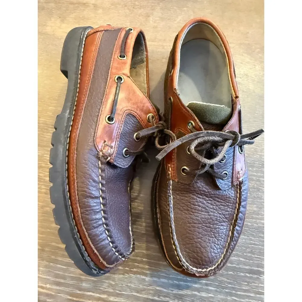 L.L. Bean Men's Allagash Bison Leather Handsewn Oxfords Loafers Shoes 8.5 D